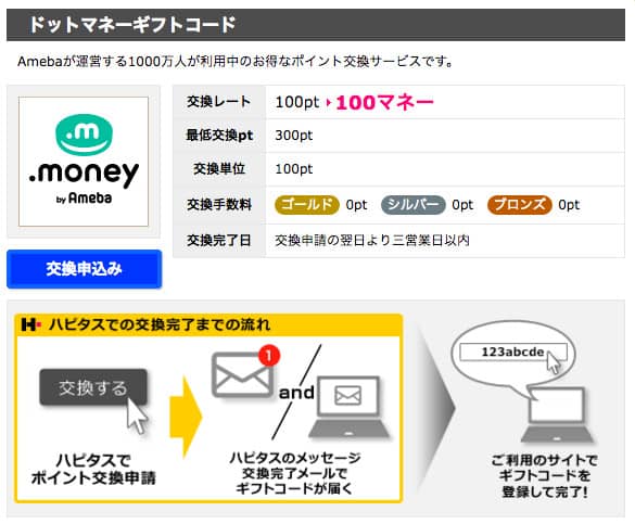 ハピタスからドットマネーへの交換開始