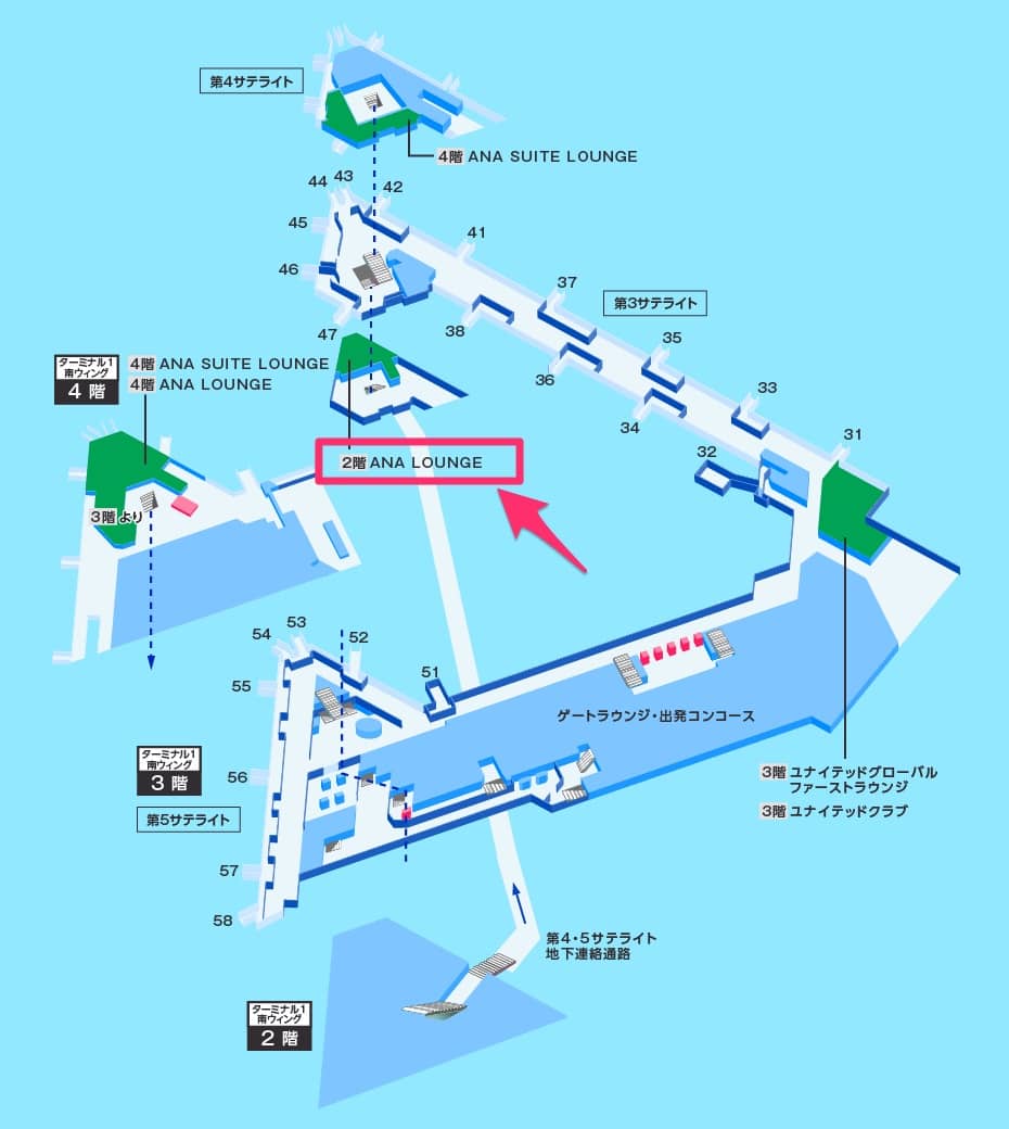 ANAラウンジマップ＠成田空港