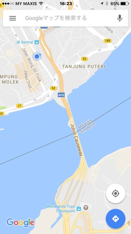 シンガポールとマレーシアの国境地図