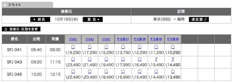 スターフライヤー運賃