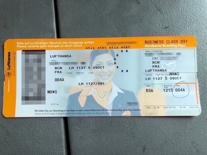ルフトハンザ航空LH1121-搭乗券