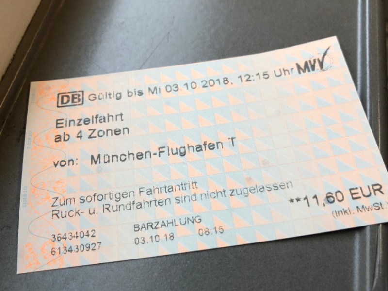 ミュンヘン鉄道チケット