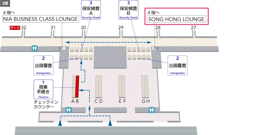 ハノイ・ノイバイ国際空港-Song Hongラウンジマップ