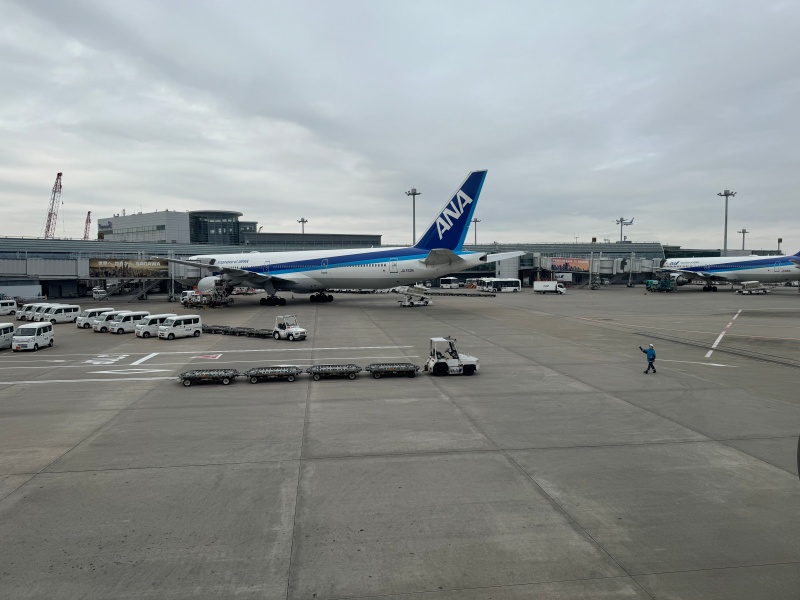 ANA028便（大阪・伊丹=羽田、プレミアムクラス）-着陸