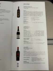 タイ航空(バンコク=ソウル(仁川)便:TG658 A350-900)-ビジネスクラス食事&ドリンクメニュー