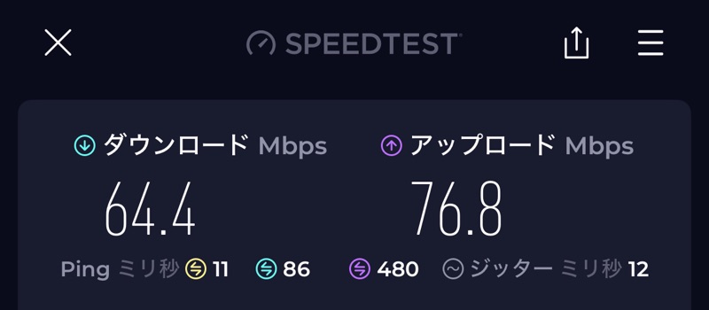ベルビューガーデンホテル関西空港(Bellevue Garden Hotel KIX)ー客室内からのWiFi速度測定結果