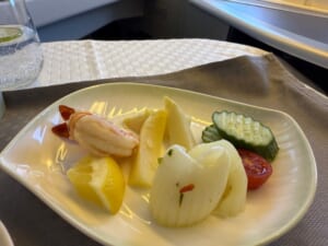 エバー航空(台湾=クアラルンプール便:BR227 B777-300ER)-ビジネスクラスミール&ドリンク