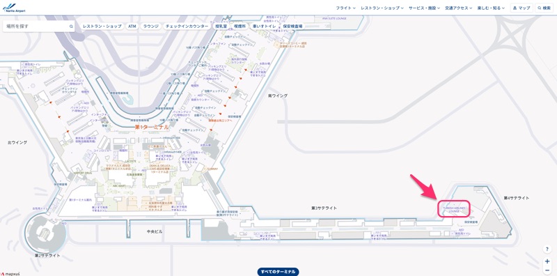 Turkish Airlines Lounge@成田国際空港T1-ロケーション
