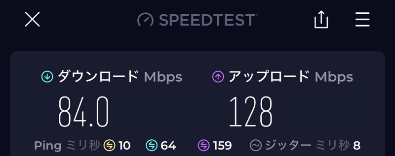 京急EXイン羽田(Keikyu ExInn Haneda)ー客室内からのWiFi速度測定結果