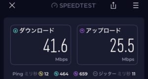 SHIN 湯治 HOTEL LULUDー客室内からのWiFi速度測定結果