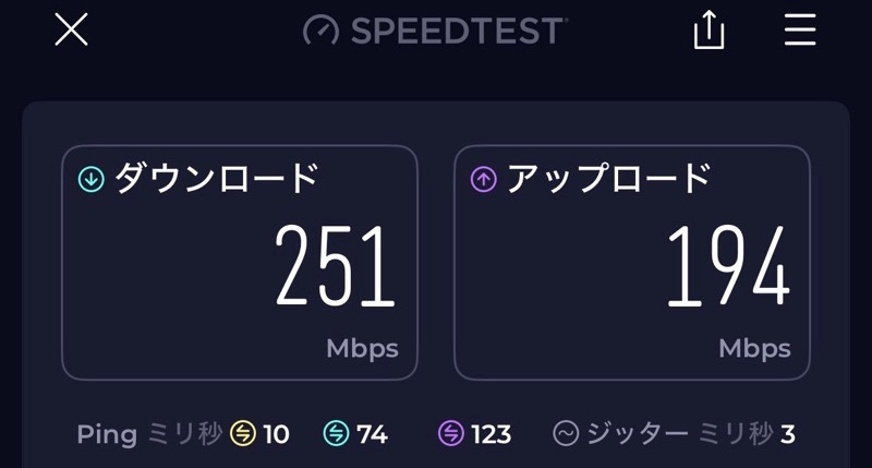 ホテルゲストワン上野駅前ー客室内からのWiFi速度測定結果