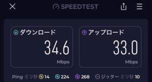 メトロポリス・スイーツ・バンコク・タペストリー・コレクションbyヒルトンー客室(KING PREMIER STUDIO)内からのWiFi速度測定結果
