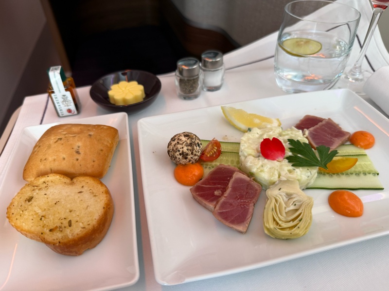タイ航空(バンコク=羽田便:TG660 A350-900)-ビジネスクラス食事&ドリンク